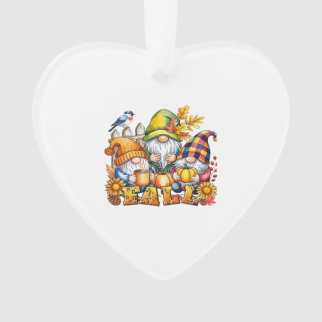 Fall Gnomes Sublimation Autumn Love Classic T-Shir Ornament (Vorderseite)