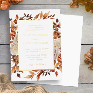 Fall Gold Elegante Hochzeit Folieneinladung