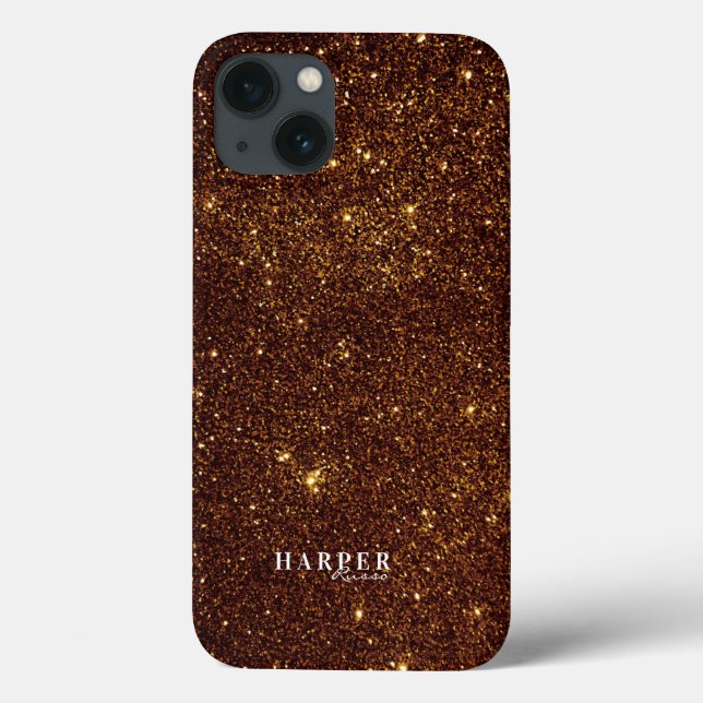 Fall Gold Glitzer Individuelle Name Case-Mate iPho iPhone Hülle (Rückseite)