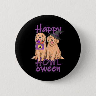 Fall Golden Retriever Liebt Halloween Happy Howl- Button