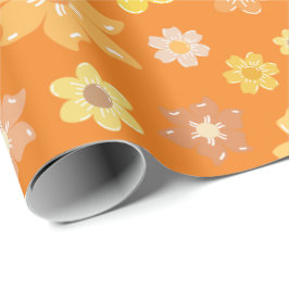 Fall Goldene Blume Nahtlose Orange Geschenkpapier