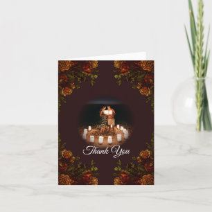 Fall Gothic Wedding Rustic Orange Maroon Dankeskarte