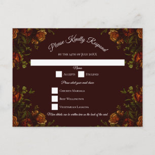 Fall Gothic Wedding Rustic Orange Maroon Feiertagspostkarte