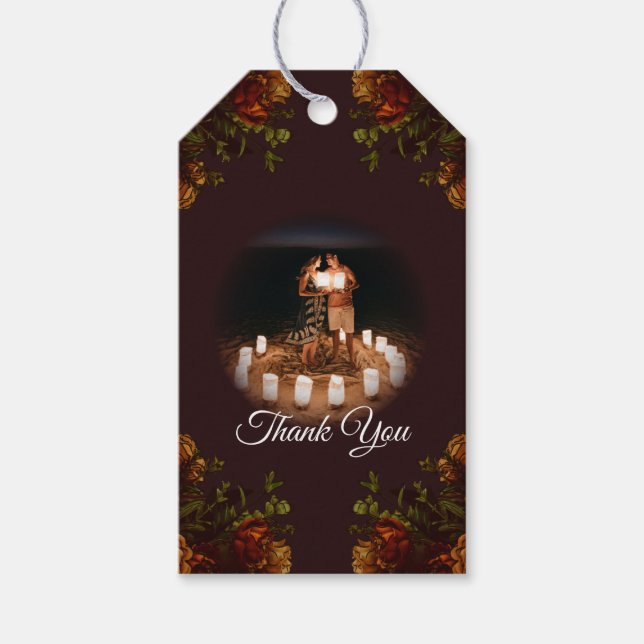 Fall Gothic Wedding Rustic Orange Maroon Geschenkanhänger (Vorderseite)