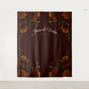 Fall Gothic Wedding Rustic Orange Maroon Wandteppich