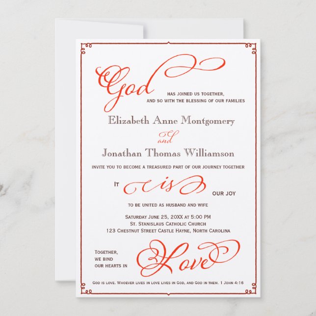 Fall Gott ist Liebe Christlich Hochzeitseinladung Einladung (Vorderseite)