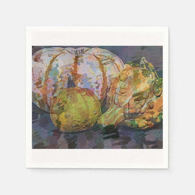 Fall Gourds und Pumpkin Digitale Kunst Serviette (Vorderseite)