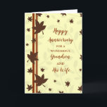 Fall Grandson und sein Ehefrau Jahrestag Karte<br><div class="desc">Glückliche Hochzeitskarte für Enkel und seine Ehefrau mit Herbstlauben Muster,  und herzlichen Vers.</div>