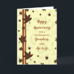 Fall Grandson und sein Ehefrau Jahrestag Karte<br><div class="desc">Glückliche Hochzeitskarte für Enkel und seine Ehefrau mit Herbstlauben Muster,  und herzlichen Vers.</div>