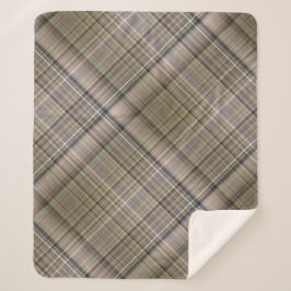 Fall Grass Brown und Olive Green Kariert Sherpadecke