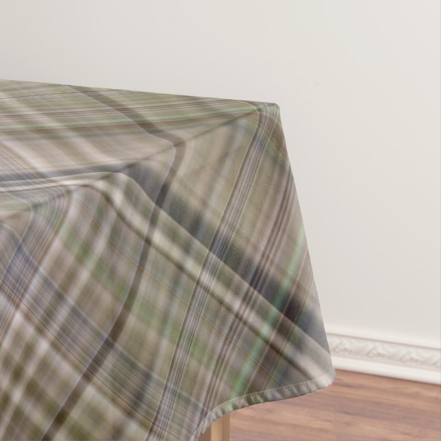 Fall Grass Brown und Olive Green Kariert Tischdecke (Beispiel)