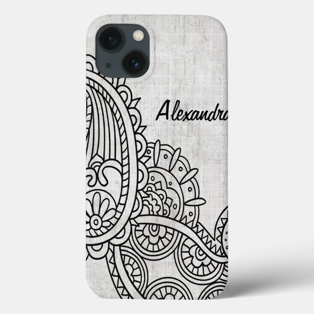 Fall Gray Mehndi Motif iPad Case-Mate iPhone Hülle (Rückseite)