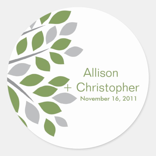 Fall Green Tree Wedding Sticker (Vorderseite)