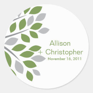 Fall Green Tree Wedding Sticker