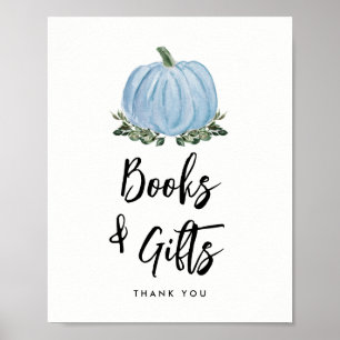 Fall Greenery Blue Pumpkin Bücher und Geschenke Ze Poster