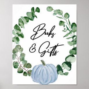 Fall Greenery Blue Pumpkin Bücher und Geschenke Ze Poster