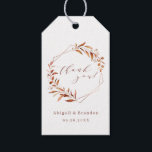 Fall Greenery Geometric Danke Rustic Wedding Geschenkanhänger<br><div class="desc">Rustikale Aquarellfarben Fall botanische Blattgrün-Design mit Imitaten Kupferfolie Blätter und geometrischen Rahmen,  und trendy Dankeschön Drehbuch,  einfach und elegant,  ideal für Herbst rustikale Hochzeit,  Winter botanischen Garten Hochzeit. Alle passenden Teile in der Sammlung anzeigen</div>