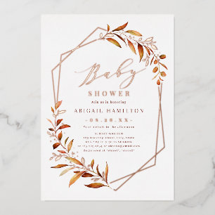 Fall Greenery Geometric Rustic Baby Shower Folieneinladung