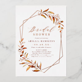 Fall Greenery Geometric Rustic Brautparty Folieneinladung