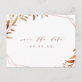 Fall Greenery Geometric Save the Date rustikal Ankündigungspostkarte