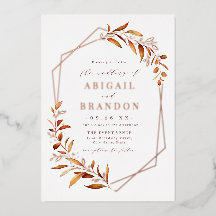 Fall Greenery Rose Gold Geometric Rustic Wedding
