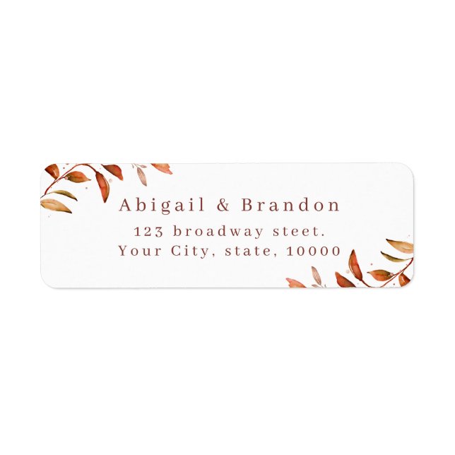 Fall Greenery Rustic Wedding Return Label (Vorne)