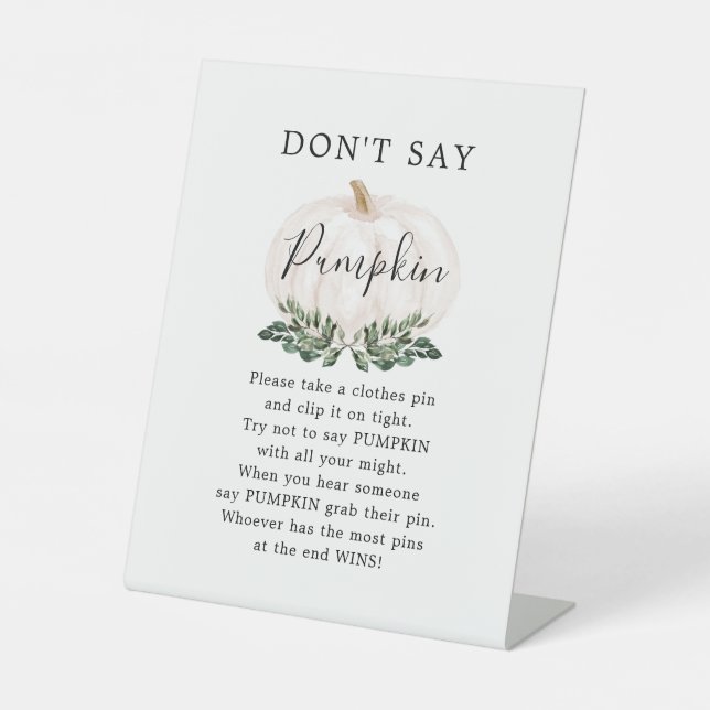 Fall Greenery White Pumpkin Sage Pumpkin nicht Sockelschild (Vorderseite)