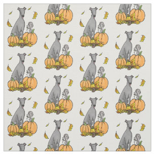 Fall Greyhound (grau) Dog Pumpkins Blätter Funny Stoff