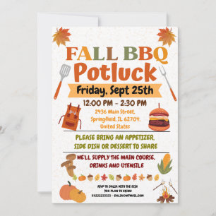 Fall GRILLEN Potluck Einladungskarte Einladung