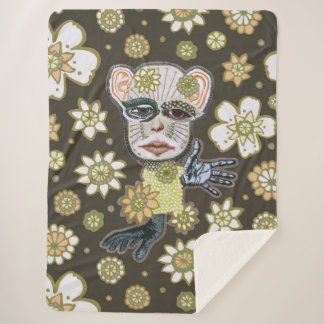 Fall Grüntöne Drollery Floral von Natalie Schorr Sherpadecke