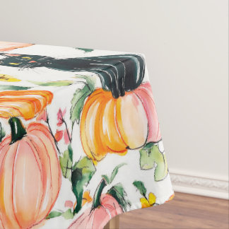 Fall Halloween Black Cats and Pumpkin Design Tischdecke