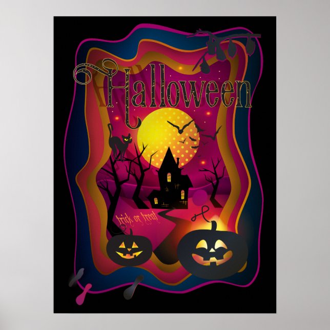Fall Halloween-Party "trick or treat" lustig Poster (Vorne)