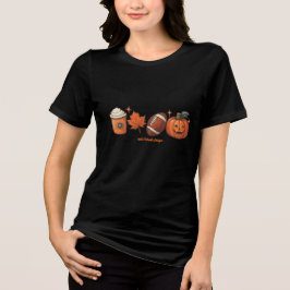 Fall Halloween Pumpkin Latte Football Tri-Blend Shirt
