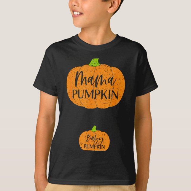 Fall Halloween Thanksgiving Mama And Baby Pumpkin  T-Shirt (Vorderseite)