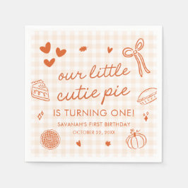 Fall Hand Drawn A Little Cutie Pie 1st Birthday Serviette