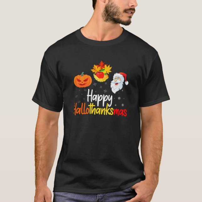 Fall Happy Hallothanksmas Halloween Erntedank C T-Shirt (Vorderseite)