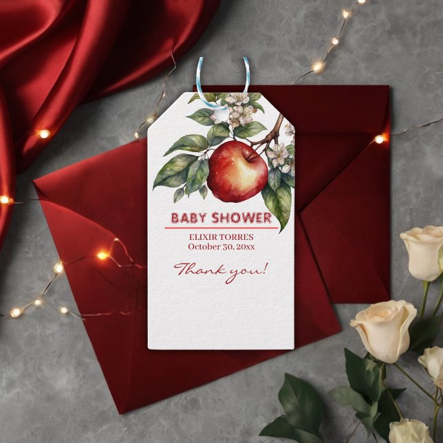 Fall Harvest Apfelzweig Bloral Baby Dusche Geschenkanhänger (Von Creator hochgeladen)