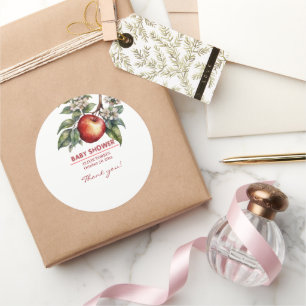Fall Harvest Apfelzweig Bloral Baby Dusche Runder Aufkleber