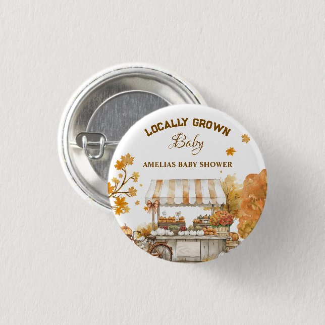Fall Harvest Baby Dusche Pinback Button (Vorne & Hinten)