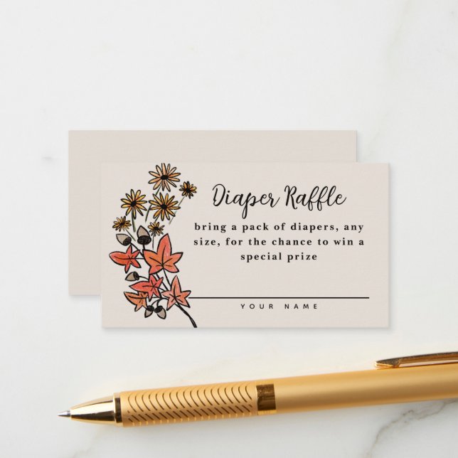 Fall Harvest Baby Dusche Windeln Raffle Begleitkarte (Vorderseite/Rückseite Beispiel)