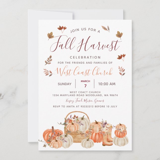 Fall Harvest Pumpkin Party, Fall Fest Community Einladung (Vorderseite)