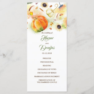 Fall Harvest Pumpkins Sonnenblumen Hochzeitsprogra Programm