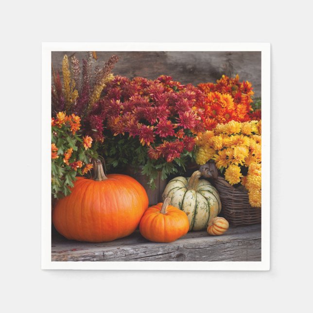 Fall Harvest Tablescape - Autumn Pumpkins Flowers Serviette (Vorderseite)