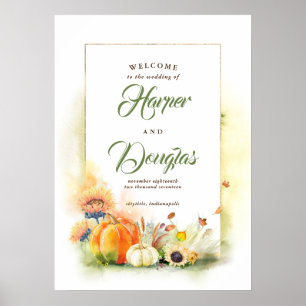 Fall Harvest Wedding Welcome Sign Poster