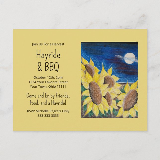 Fall Hayride Grillen Sunflowers Postkarte (Vorderseite)