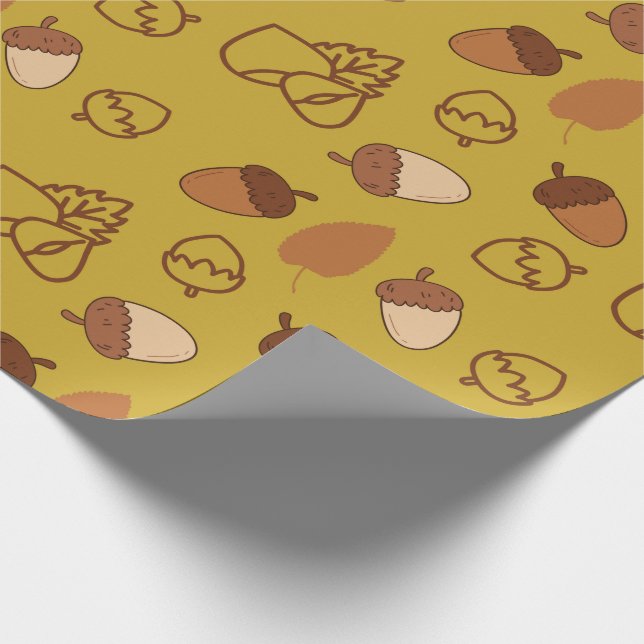 Fall Hazelnut Nahtlose Wrapping Paper mit Blätter Geschenkpapier (Ecke)