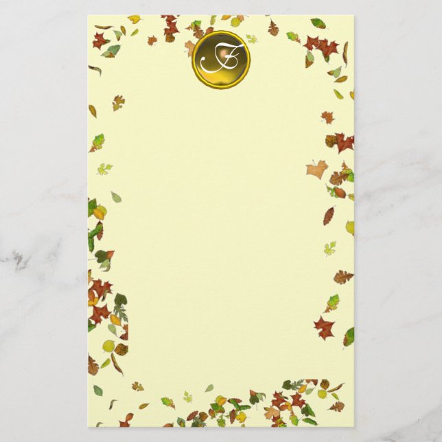 FALL / HERBSTVERLUST TOPAZ GEMSTONE MONOGRAM BRIEFPAPIER (Vorderseite)