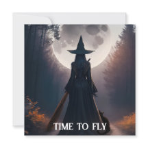 Fall Hexenlandschaft mit Vollmond Black Cat Card