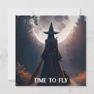 Fall Hexenlandschaft mit Vollmond Black Cat Card
