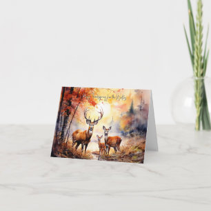 Fall Hirsche Familie personalisierter Erntedank Karte